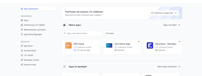 JTL Hub dashboard 0rFFRo